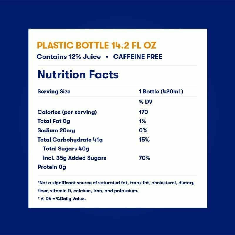 Orangina Plastic Bottle Nutrition Facts - US